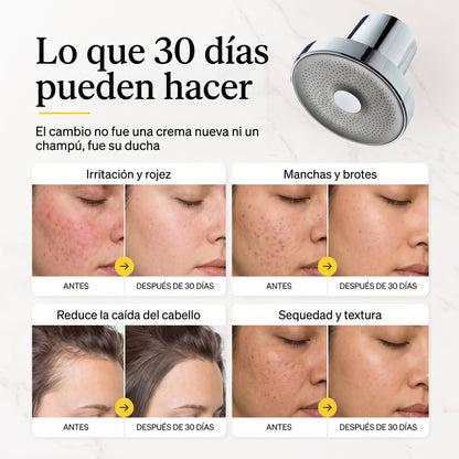 CAUCE · Cabezal con filtro — Menos cloro desde la primera ducha