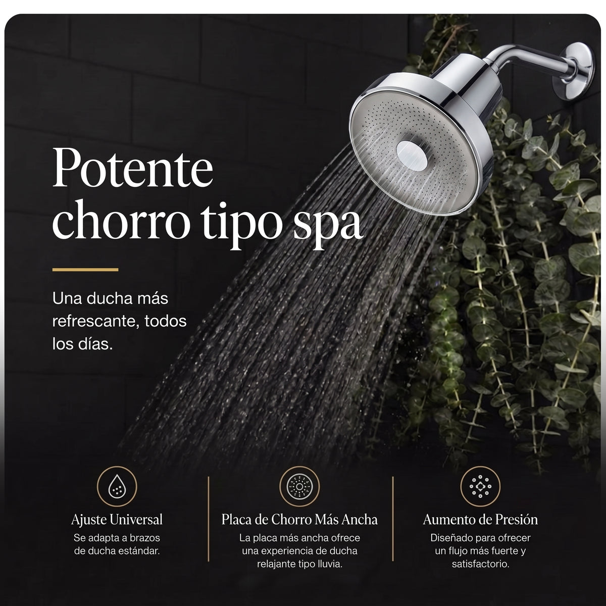 CAUCE · Cabezal con filtro — Menos cloro desde la primera ducha