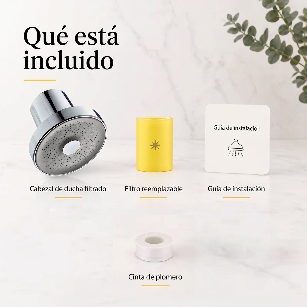 CAUCE · Cabezal con filtro — Menos cloro desde la primera ducha