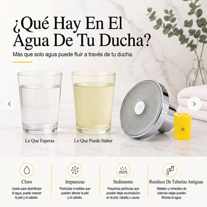 CAUCE · Cabezal con filtro — Menos cloro desde la primera ducha